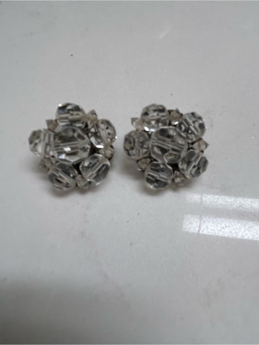 Clear Crystal Cluster Clip-On Earrings - Women Jewelry